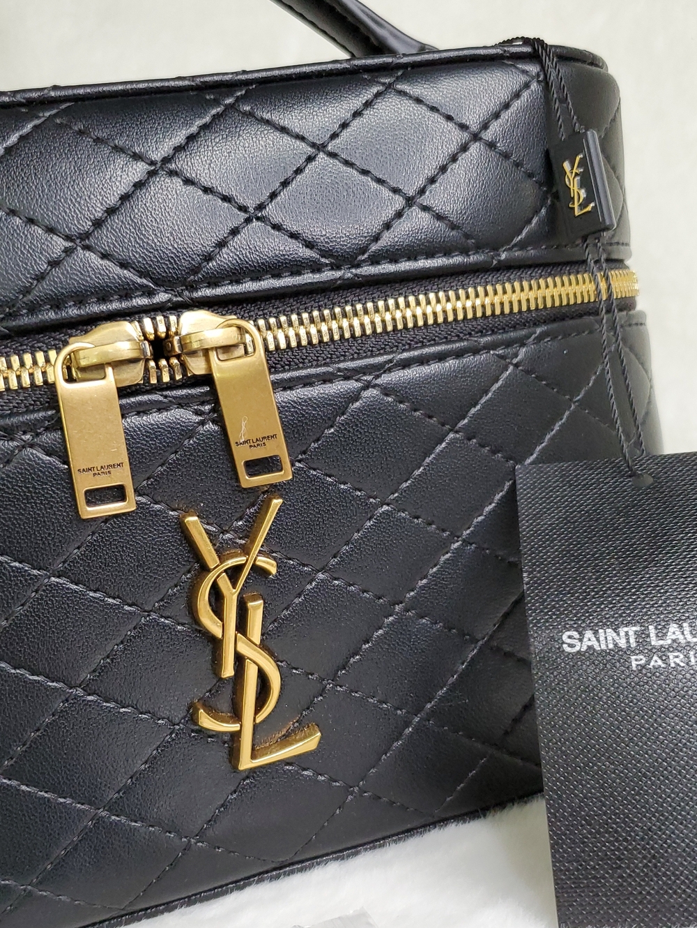 YSL Black Quilted  Vanity Satchel with Gold Hardware - Picture 10 of 15